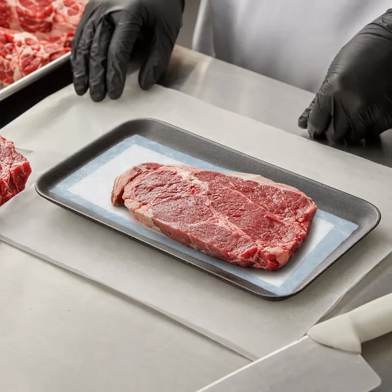 Dri-Loc® Meat Pad 4X7 IN Plastic Cellulose Black White Rectangle Absorbent Open Edge 2000/Case