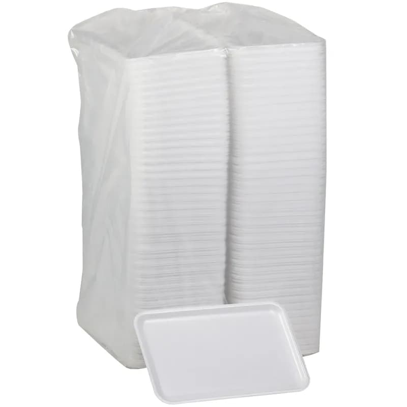 16S Supermarket Tray 11.7X7.3X0.65 IN Polystyrene Foam White Rectangle 250/Case