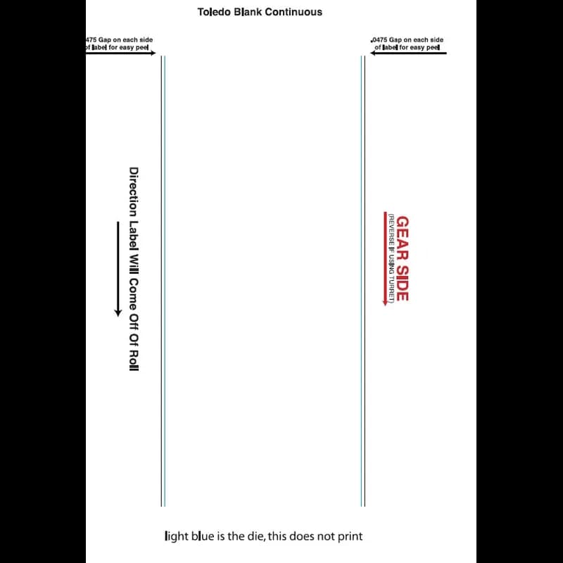 Toledo 325 Blank Label Continuous Easy Peel 2250/Case