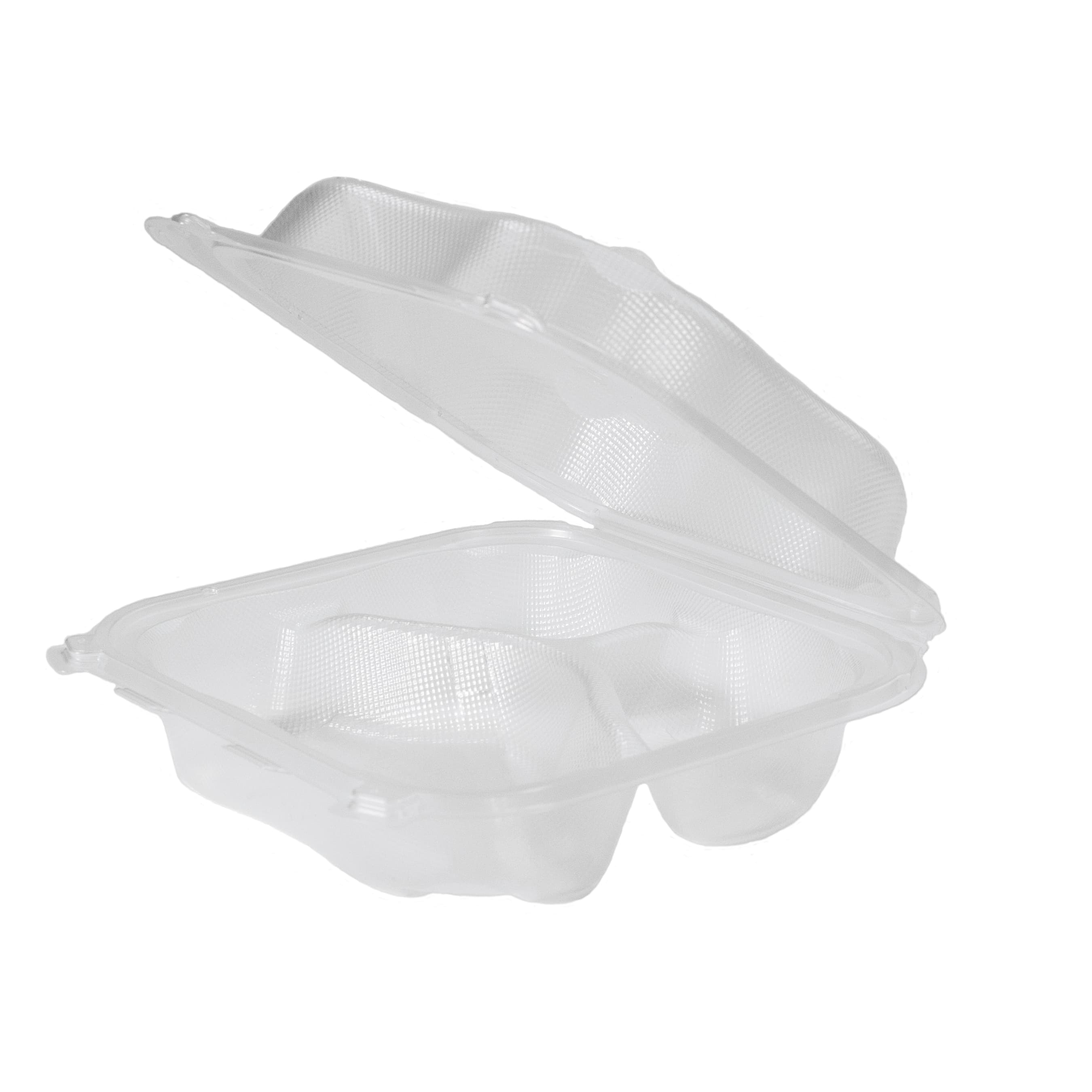 Take-Out Container Hinged Large (LG) 3 Compartment PP Clear 150/Case