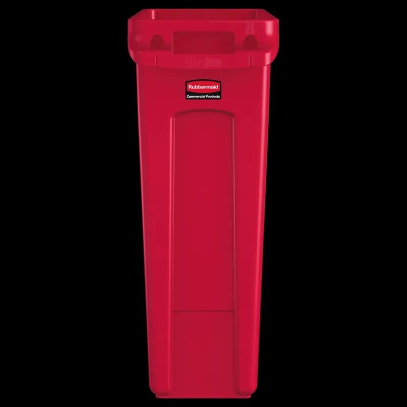 Slim Jim® Trash Can 22X11X30 IN 23 GAL Red Resin Vented 1/Each