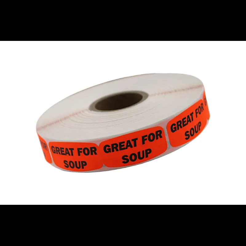 Great for Soup Label 0.625X1.25 IN Black Fluorescent Red Short Oval 1000 Count/Roll 50 Rolls/Case 50000 Count/Case