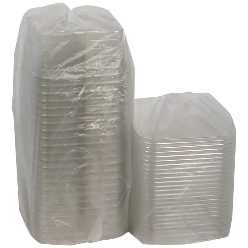 Deli Container Base & Lid Combo With Flat Lid 32 OZ 4 Compartment PET Clear Square 300/Case