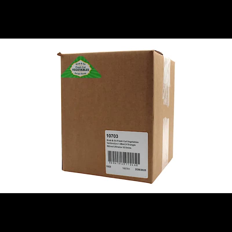 Grab & Go Fresh Cut Vegetables Product Label 1.98X4.31 IN Yellow Green Triangle 500 Count/Roll 25 Rolls/Case
