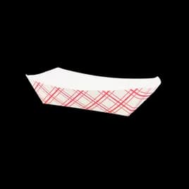 Food Tray 0.375 LB Paper White Red Rectangle 1000/Case