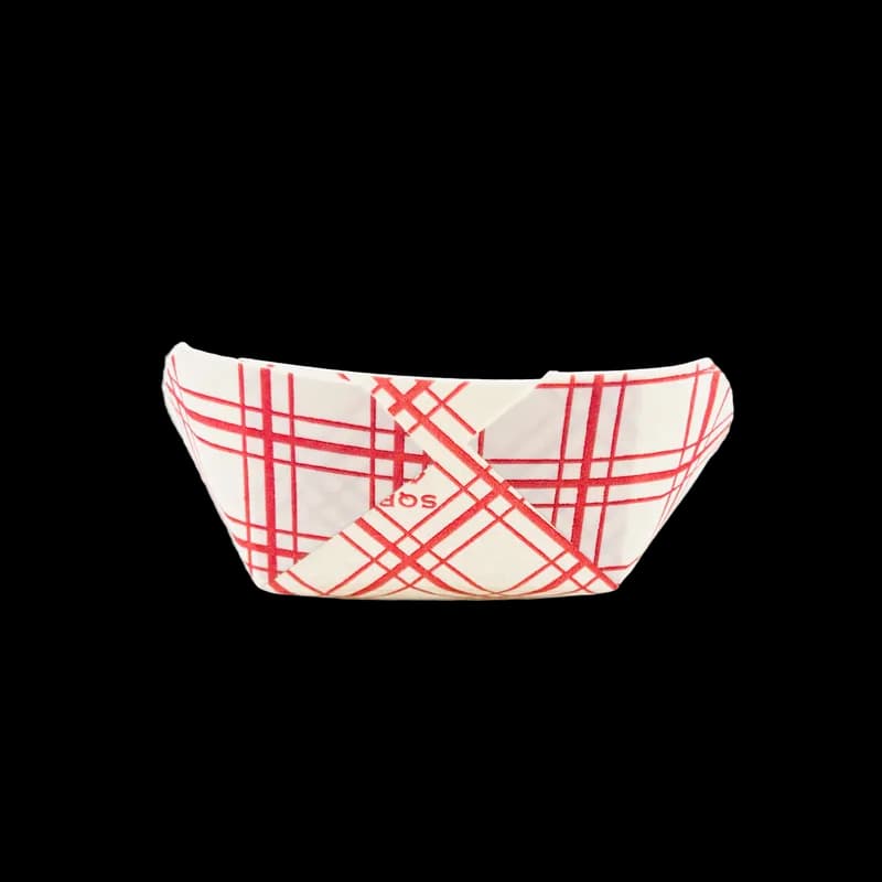 Food Tray 0.375 LB Paper White Red Rectangle 1000/Case