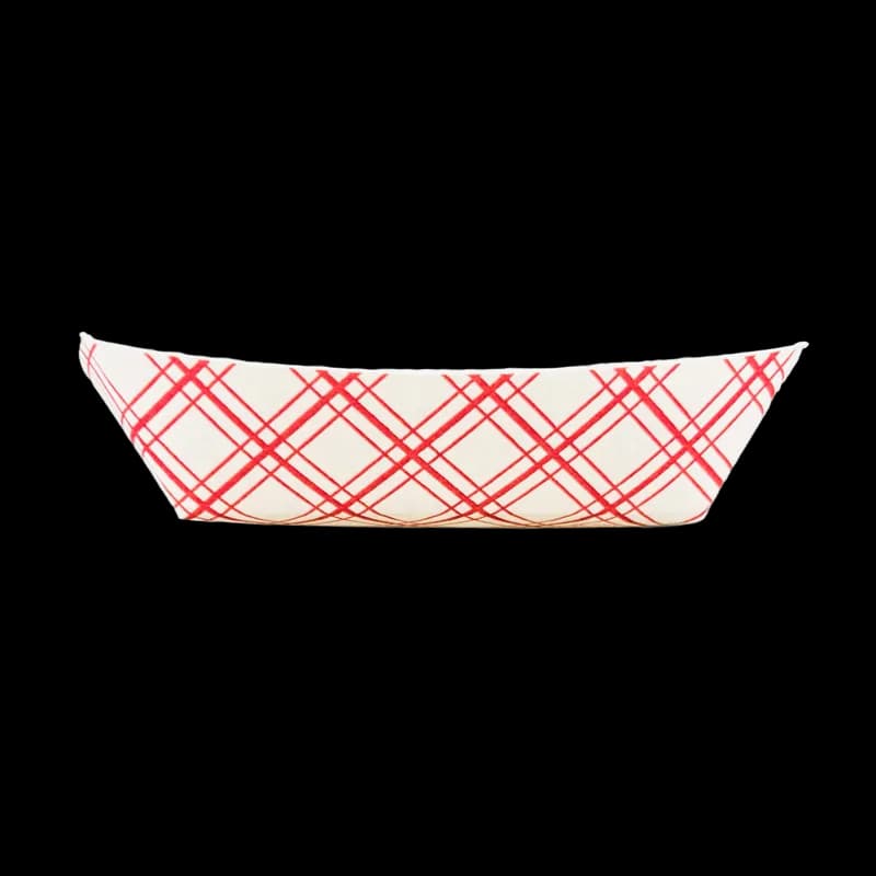 Food Tray 0.375 LB Paper White Red Rectangle 1000/Case