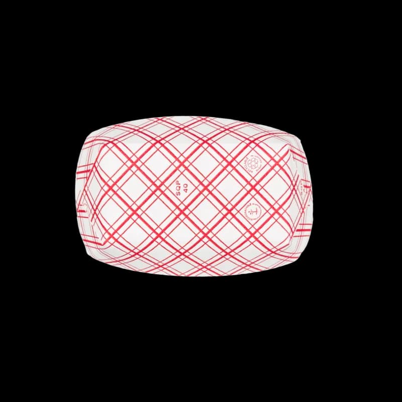 Food Tray 0.375 LB Paper White Red Rectangle 1000/Case