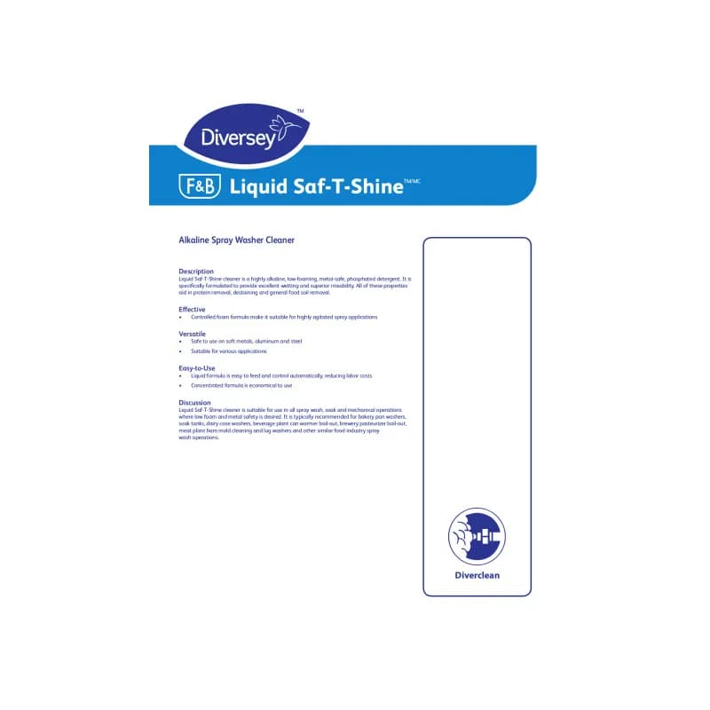 Saf-T-Shine Odorless Warewashing Detergent 55 GAL Liquid Kosher 1/Drum