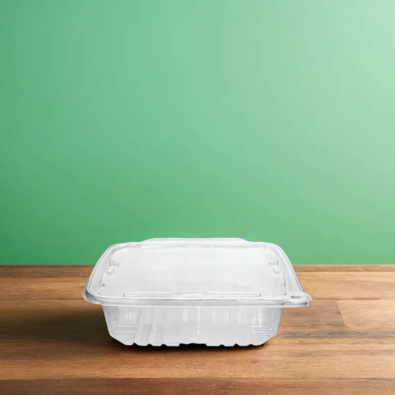 Deli Container Hinged 48 OZ RPET Clear Tamper-Evident 134/Case