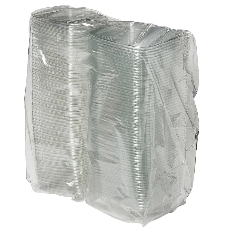 Deli Container Hinged With Flat Lid 8 OZ RPET Clear Rectangle Tamper-Evident 240/Case