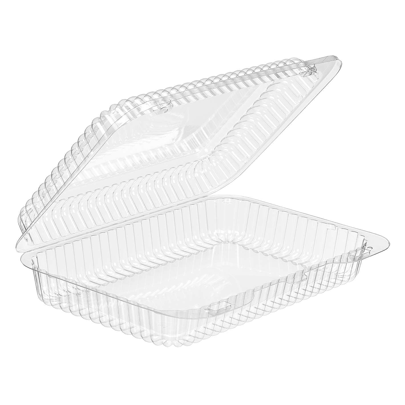 Essentials Take-Out Container Hinged 9.375X6.75X2.1875 IN RPET Clear Rectangle Closing Tabs 300/Case