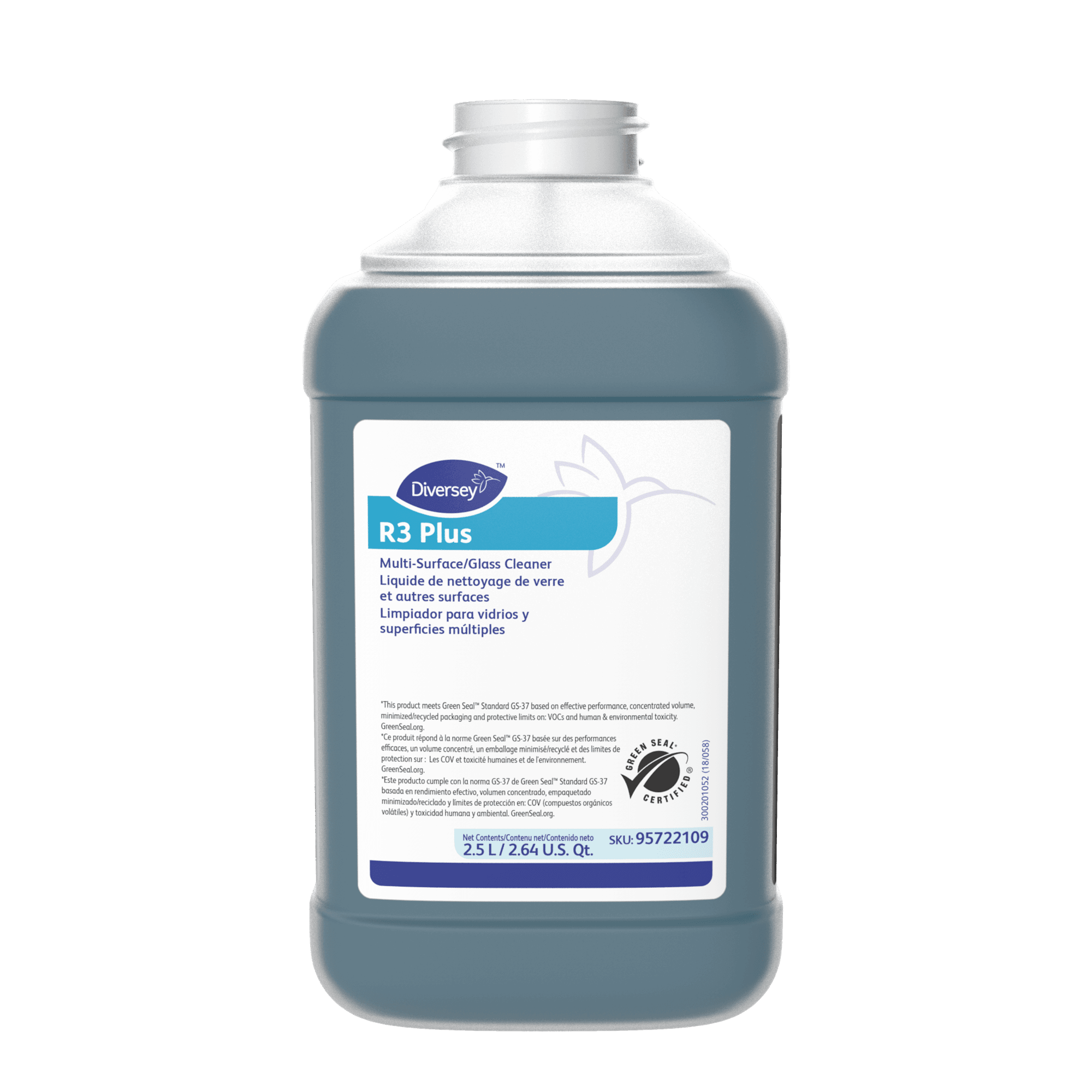 Room Care R3 Plus Odorless Glass Cleaner 2.5 L Multi Surface Liquid Multi-Surface 2/Case