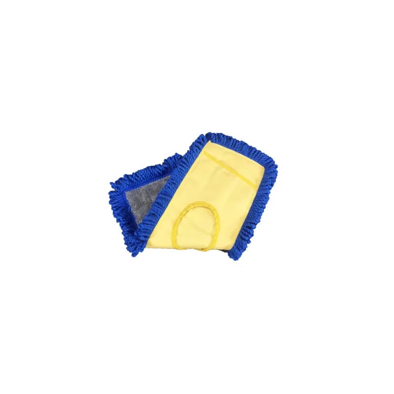HOSPECO® Dust Mop Head 18 IN Blue Gray Yellow Microfiber Canvas With Canvas Backing Fringed Loop End Launderable 1/Each