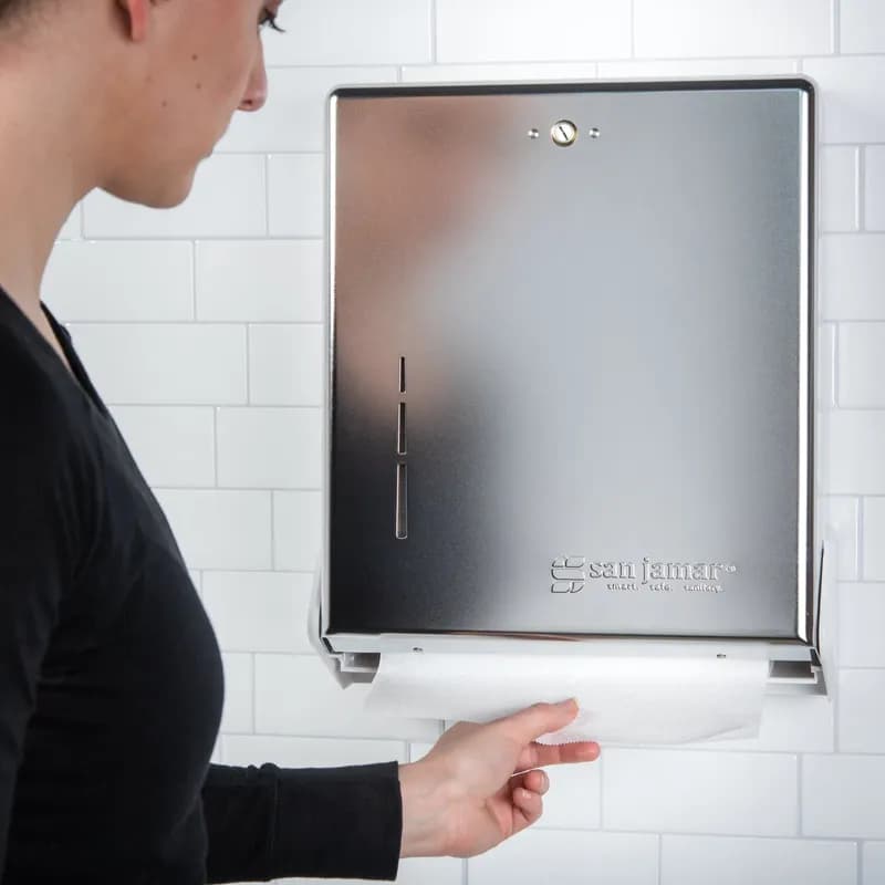 Paper Towel Dispenser Plastic Chrome C-Fold Multifold 1/Each