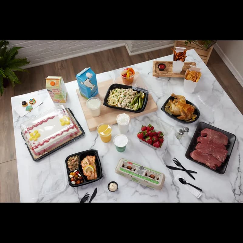 9H Supermarket Tray 11.875X9.875X1.19 IN Polystyrene Foam Black Rectangle Heavy Family Pack 250/Case