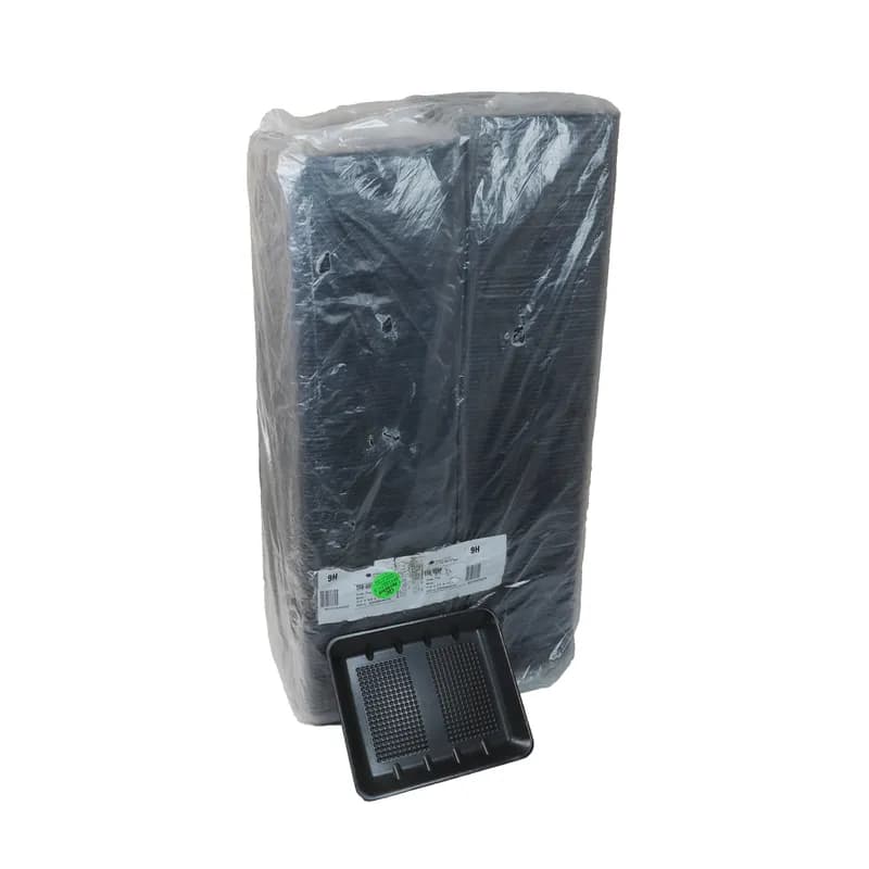 9H Supermarket Tray 11.875X9.875X1.19 IN Polystyrene Foam Black Rectangle Heavy Family Pack 250/Case