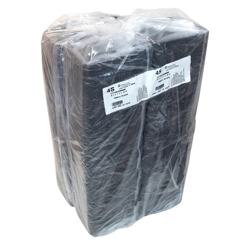 4S Supermarket Tray 9.125X7.125X0.65 IN 1 Compartment Polystyrene Foam Black Rectangle 500/Case
