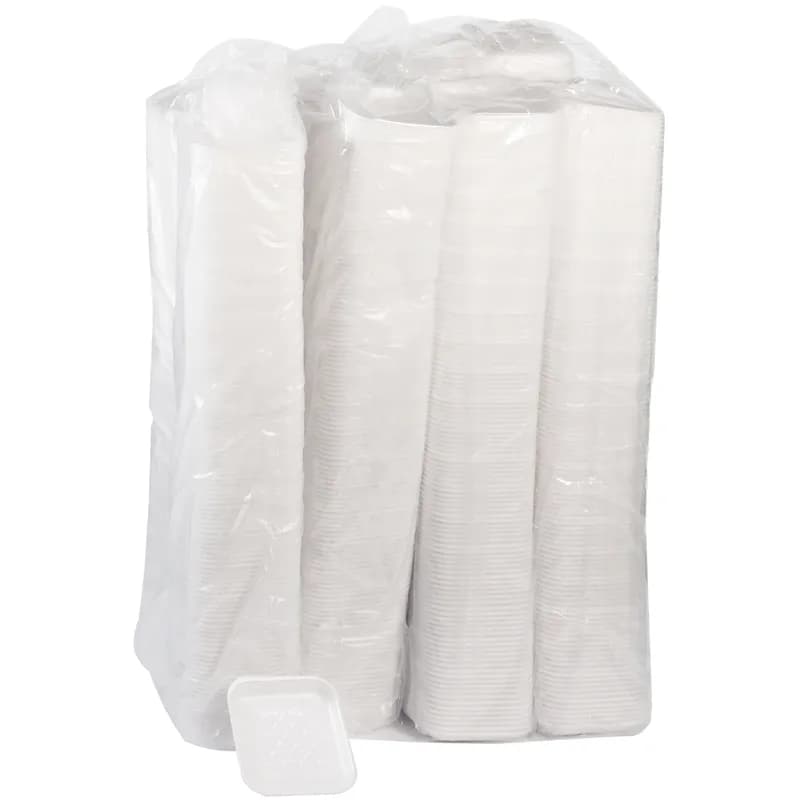 1S Supermarket Tray 5.1X5.1X0.65 IN Polystyrene Foam White Square 1000/Case