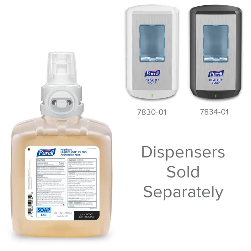 Purell® Hand Soap Foam 1200 mL 5.18X3.45X7.3 IN Unscented Fragrance Free Antimicrobial Healthcare 2% CHG For CS8 2/Case