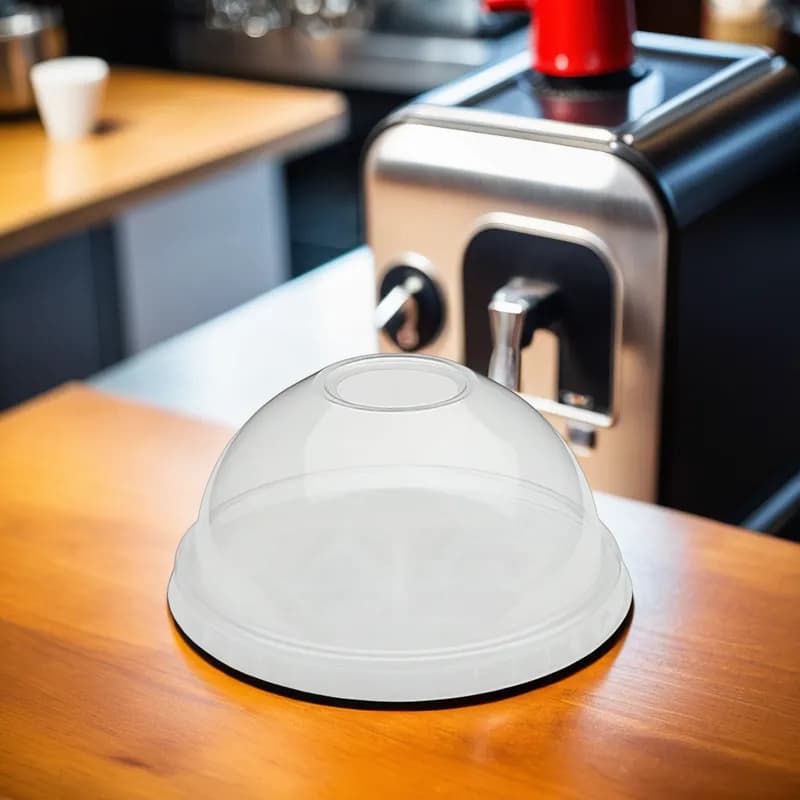 Victoria Bay Lid Dome 98MM PET Clear For Cold Cup With Hole 50 Count/Pack 20 Packs/Case 1000 Count/Case