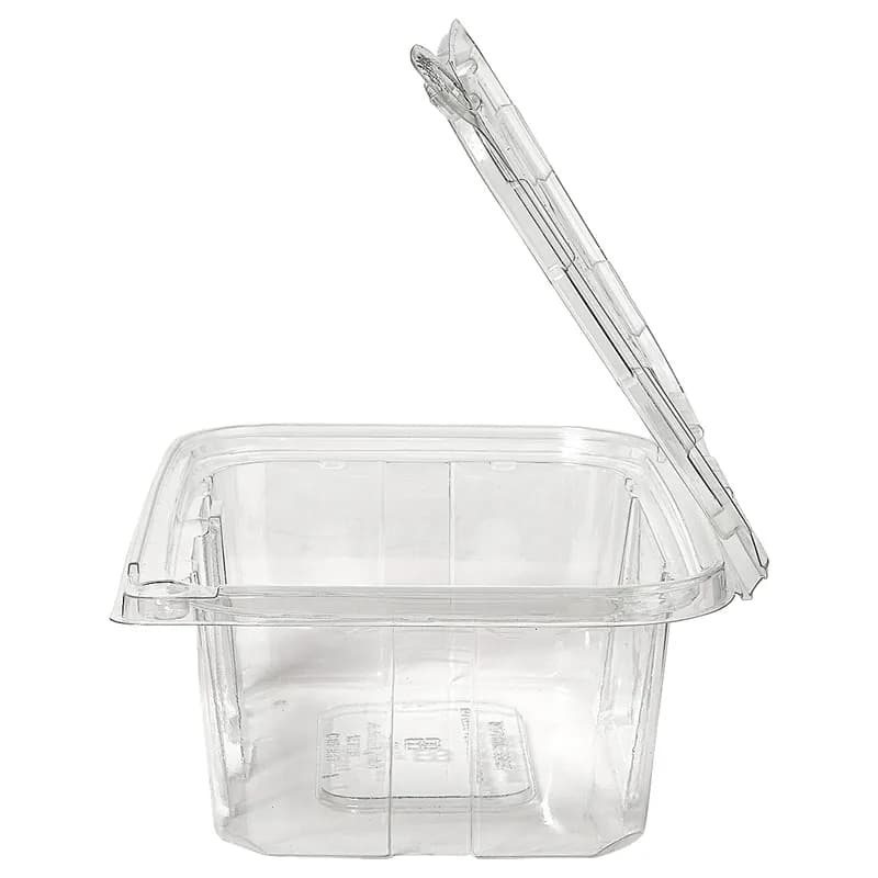 Deli Container Hinged With Flat Lid 32 OZ RPET Clear Tamper-Evident 200/Case