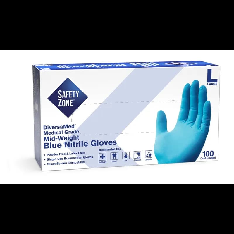 Examination Gloves XL Blue 4.3MIL Nitrile Powder-Free 100 Count/Box 10 Box/Case