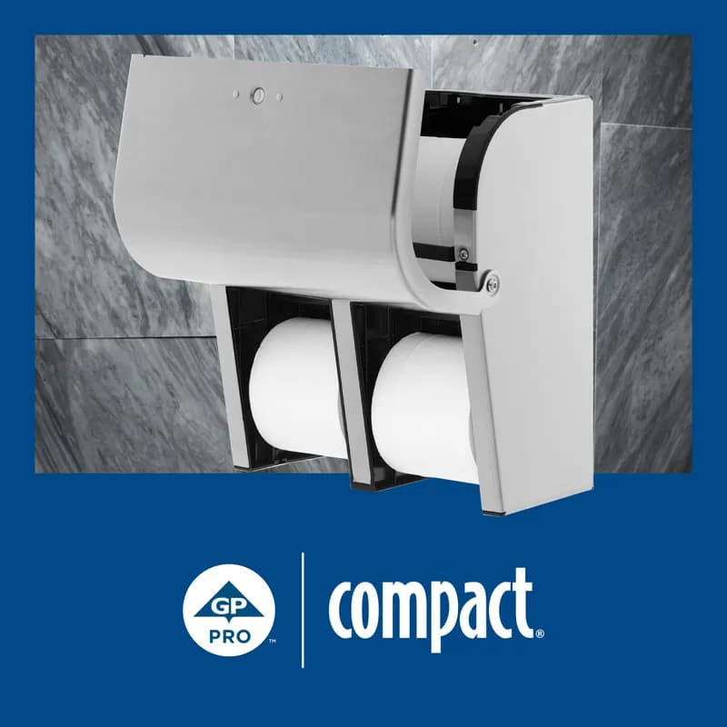 Compact® Toilet Paper Dispenser Stainless Steel Silver Coreless High Capacity Quad 1/Each