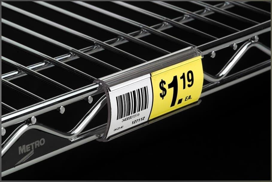 Shelf Label Holder 0.75X3 IN Clear C-Channel Metro 10/Bag