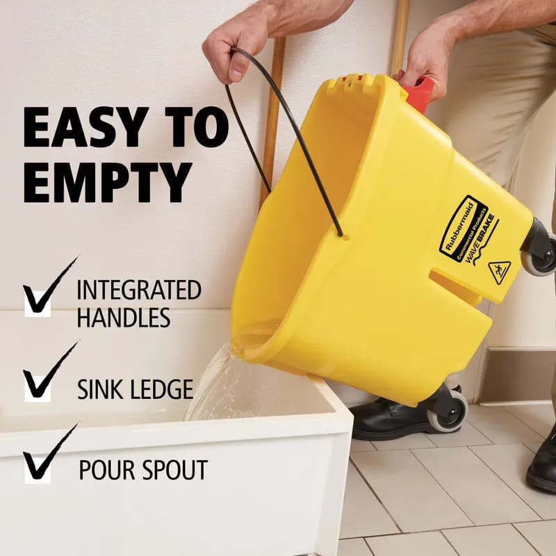 WaveBrake® Mop Bucket & Wringer 35 QT Plastic Yellow Side Press 1/Each