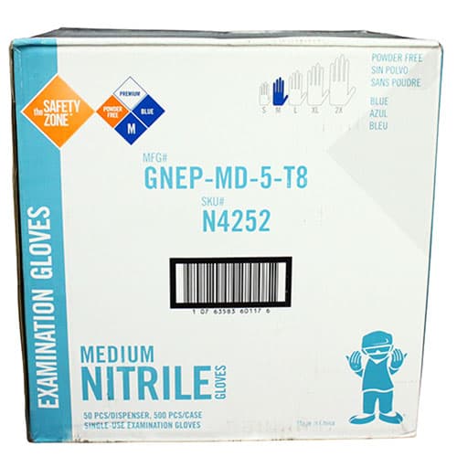 Safety Zone® Examination Gloves Medium (MED) 12 IN Powder-Free 50/Box