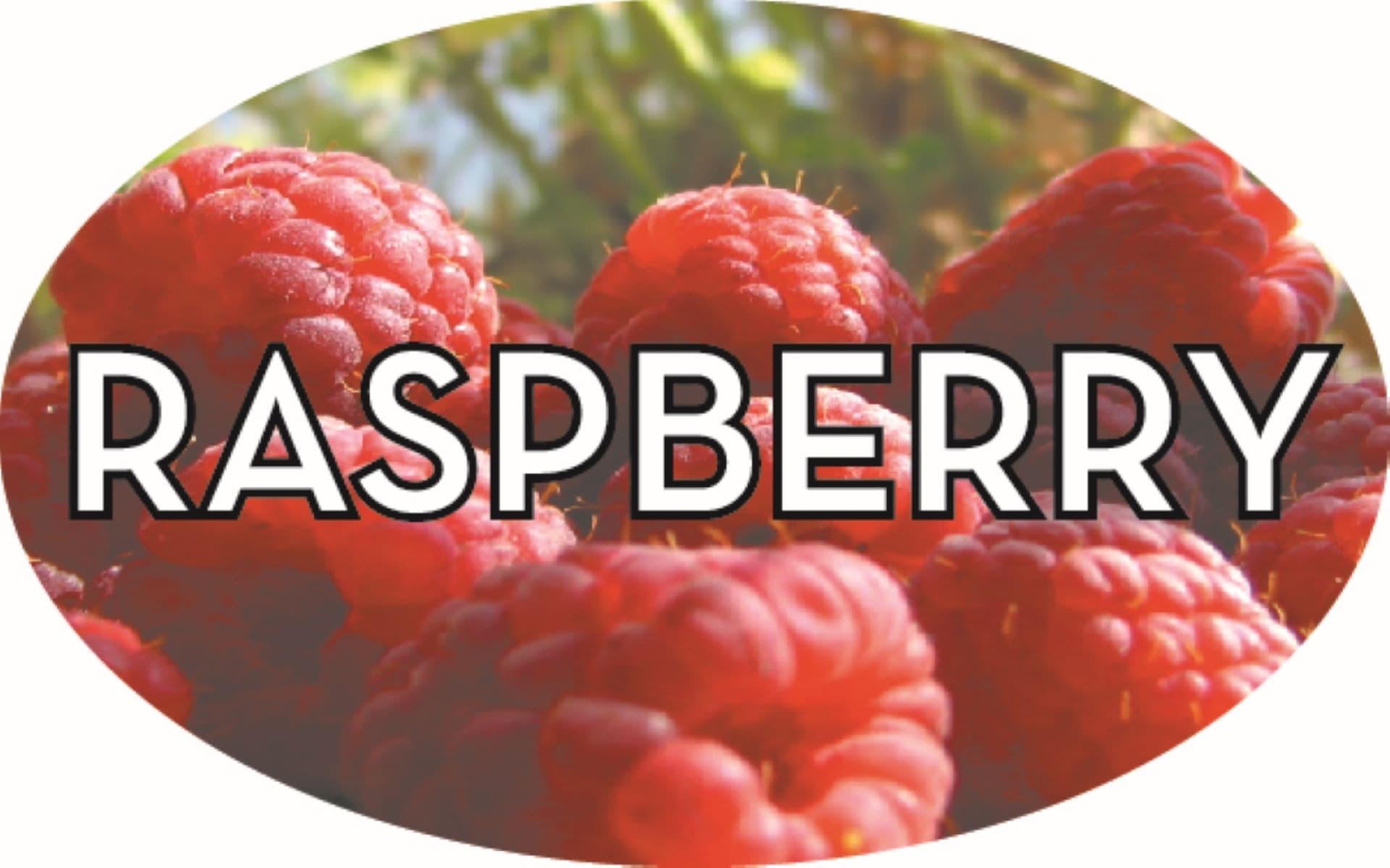 Raspberry Bakery Flavor Label 1.25X2 IN Oval 4 Color Process 500 Count/Roll 20 Rolls/Case 10000 Count/Case
