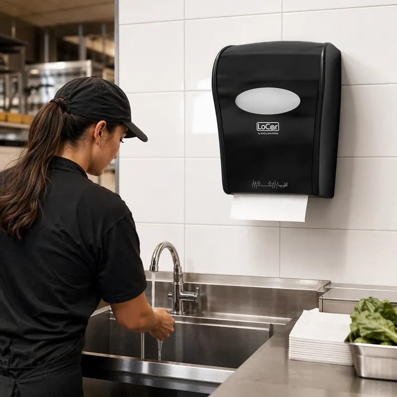 NVI Locor® Paper Towel Dispenser 12.38X16.76X10 IN Wall Mount Black Hard Roll Manual Touchless 1/Each