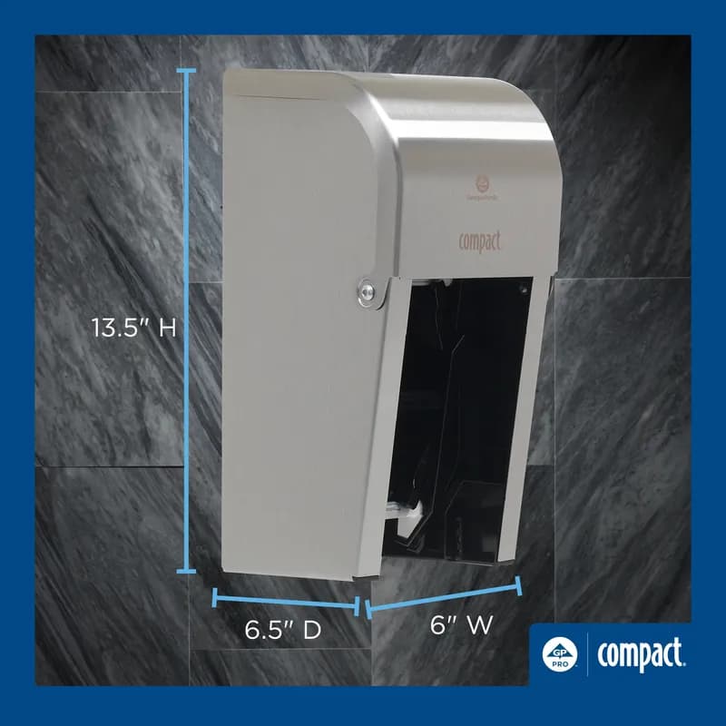 Compact® Toilet Paper Dispenser Stainless Steel Silver Double Roll Vertical Coreless High Capacity 1/Each