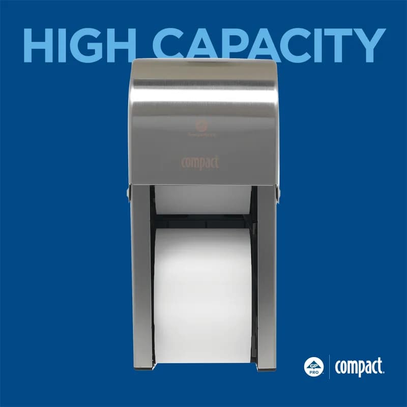 Compact® Toilet Paper Dispenser Stainless Steel Silver Double Roll Vertical Coreless High Capacity 1/Each