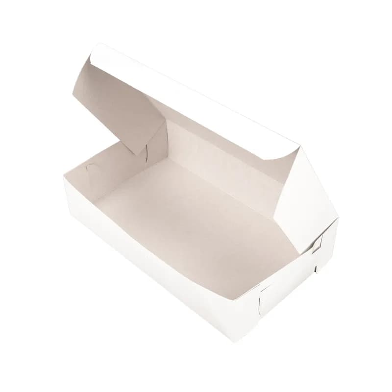 Bakery Box 10X6X2.25 IN Clay-Coated Kraft Board White Kraft Rectangle Lock Corner Tuck Top 250/Case