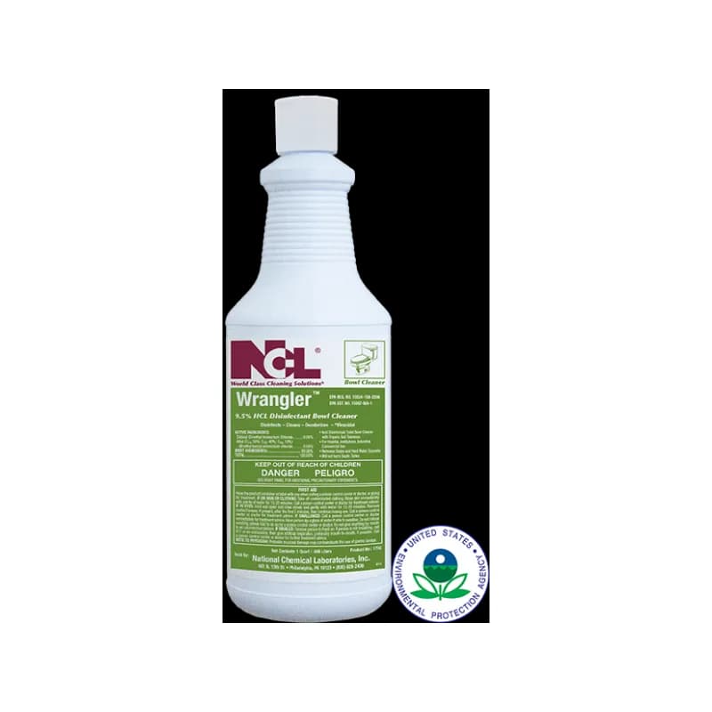 WRANGLER Cherry Toilet Bowl Cleaner One-Step Disinfectant 32 FLOZ Daily Multi Surface RTU Hydrochloric Acid 12/Case