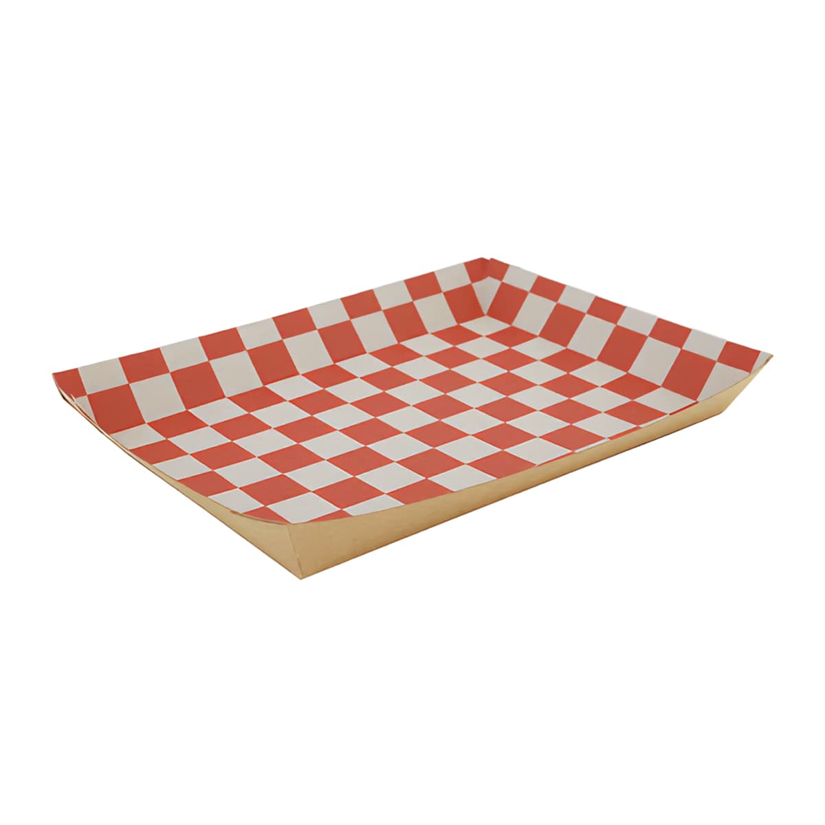 Food Tray 10.5X7.5X1.5 IN Kraft Paperboard Kraft White Red Rectangle 250/Case