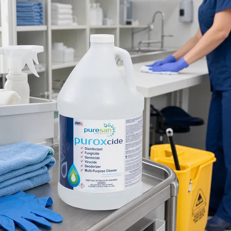 Puroxcide Unscented One-Step Disinfectant 1 GAL Multi Surface Concentrate Hydrogen Peroxide Fungicidal Virucidal 2/Case