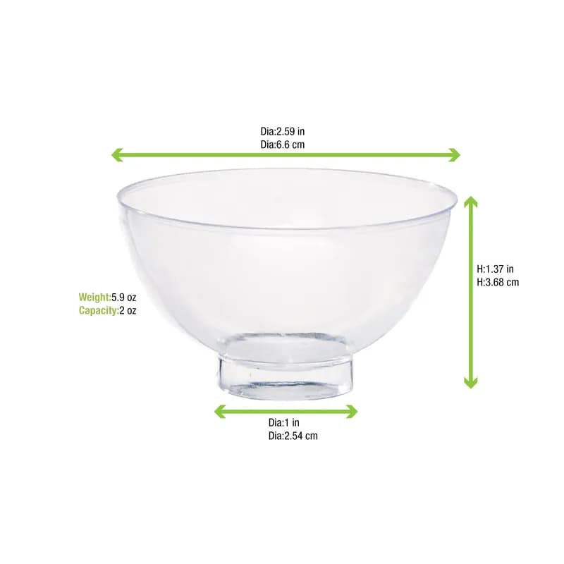 Bowl 2 OZ Plastic Clear Freezer Safe 12 Count/Pack 20 Packs/Case 240 Count/Case