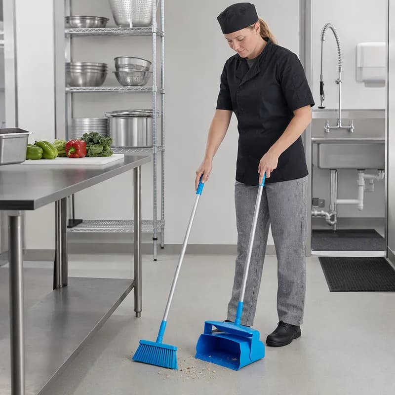 Vikan® Lobby Pan & Broom 14.6X7.1X47.5 IN Blue PP Anodized Aluminum Polyester With Hanging Hole Color Coded 1/Each