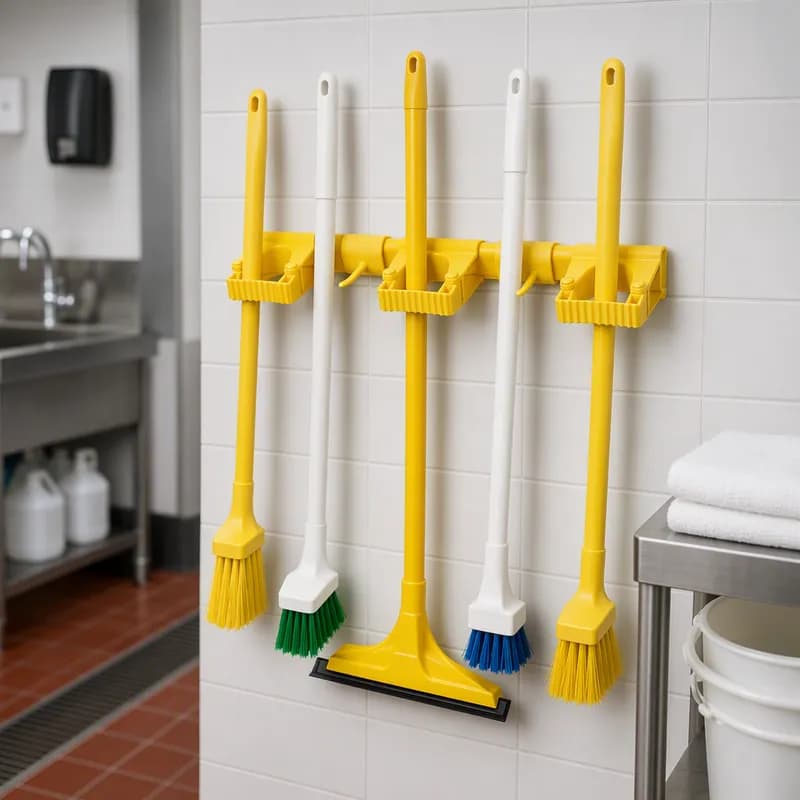 Vikan® Wall Bracket System 16.5 IN Yellow PP Rubber Polyamide Hygienic Grip Band Module For 4-6 Tools 1/Each
