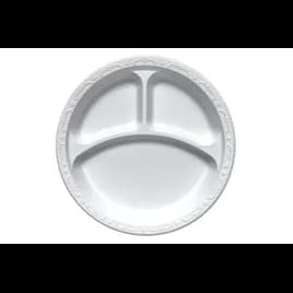 Pebble Box Plate 10.25 IN 3 Compartment PP White Microwave Safe Grease Resistant 400/Case