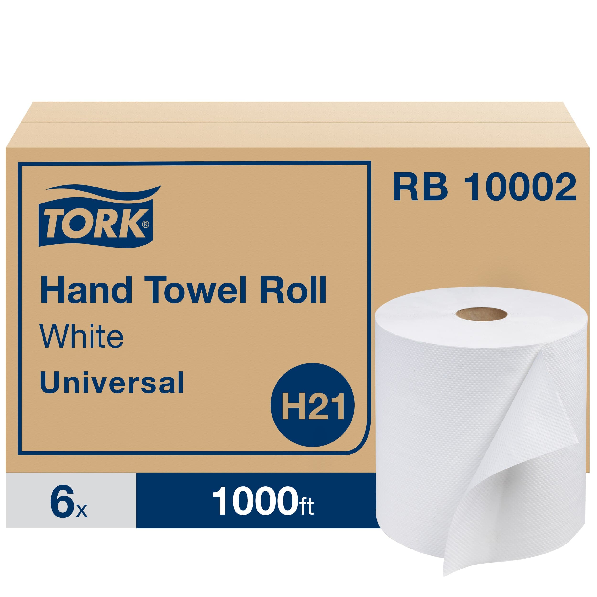 Tork Roll Paper Towel H21 7.87IN X1000FT White Standard Roll Embossed Refill 1.925IN Core Diameter 6 Rolls/Case