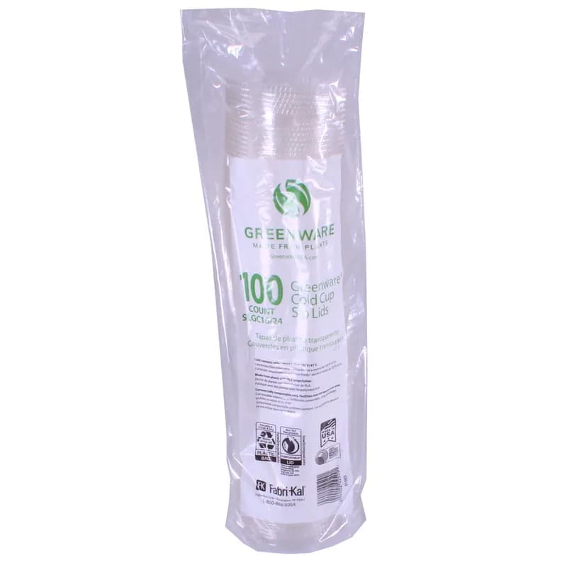 Greenware® Lid Dome 4X0.8 IN PLA Clear For 16-24 OZ Cold B-Size Cup Sip Through 1000/Case