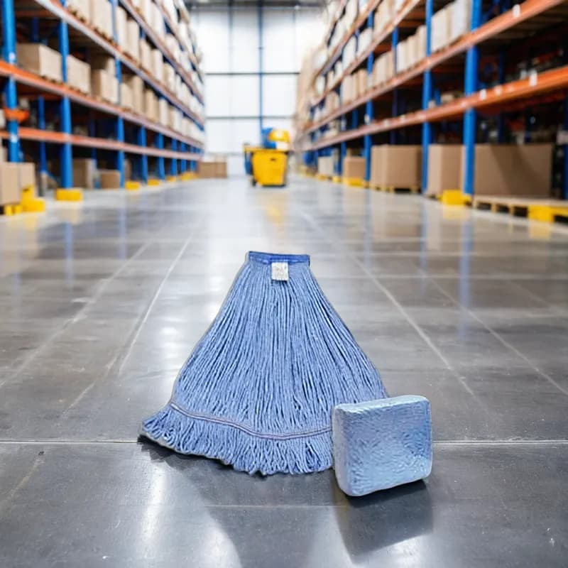 Mop Head Medium (MED) Blue Synthetic Fiber Rayon Cotton 4PLY Loop End Wide Band 1/Each