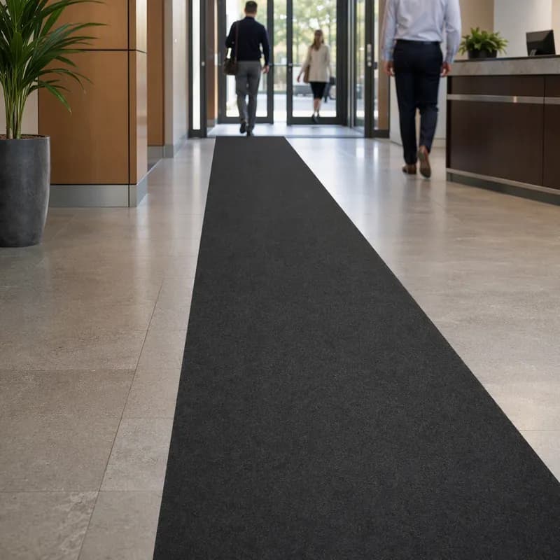 Sure Stride High Traffic Carpet Floor Mat 1200X36 IN Black PP With Adhesive Backing Anti-Microbial 1/Each