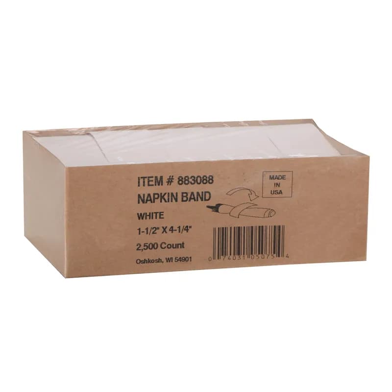 Napkin Bands 1.5X4.25 IN White Paper 2500/Carton