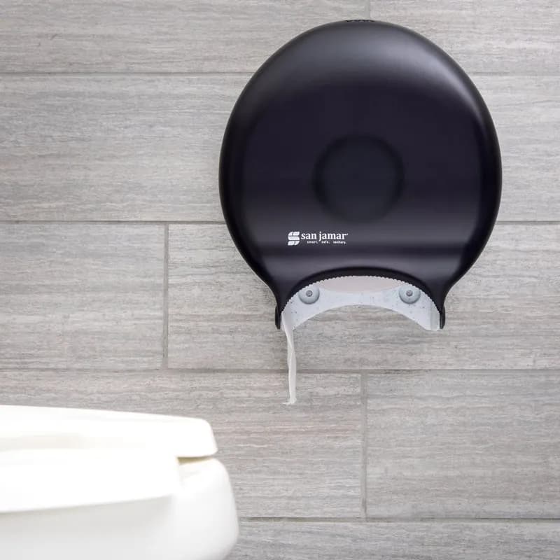 San Jamar Toilet Paper Dispenser 12.25X16.75X5.25 IN Plastic Black 1-Roll Jumbo (JRT) 9IN Roll 1/Case