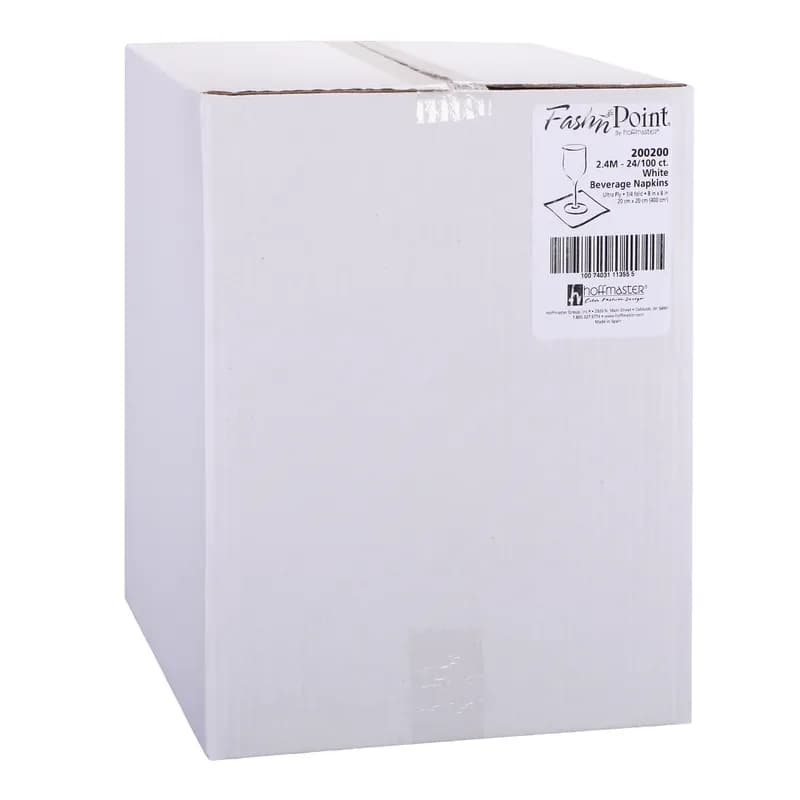 FashNpoint® Beverage Napkins 8X8 IN White Paper UltraPLY 2400/Case